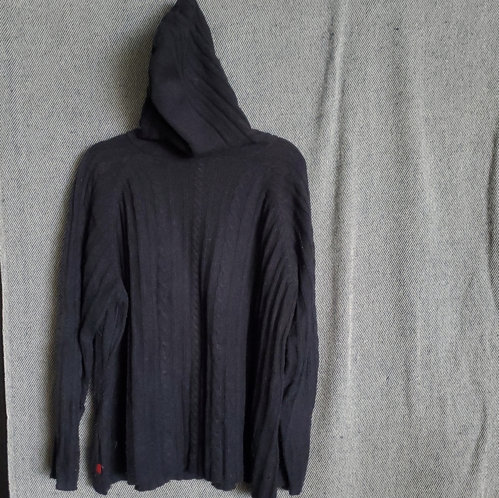 MXM - 3X - Navy Blue Cable Knit Hoodie - Neck Snap Closures - VGUC